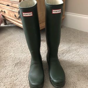 Dark green tall Hunter Boots